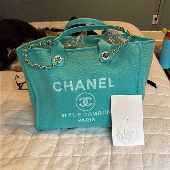CHANEL Handbags - Chanel Turquoise Tote Bag